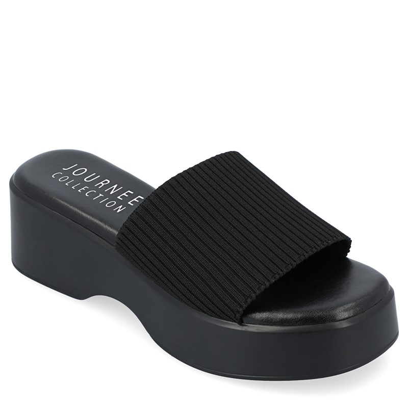 Journee Collection Women's Emani Platform Slide Sandals (Black) - Size 8.5 M