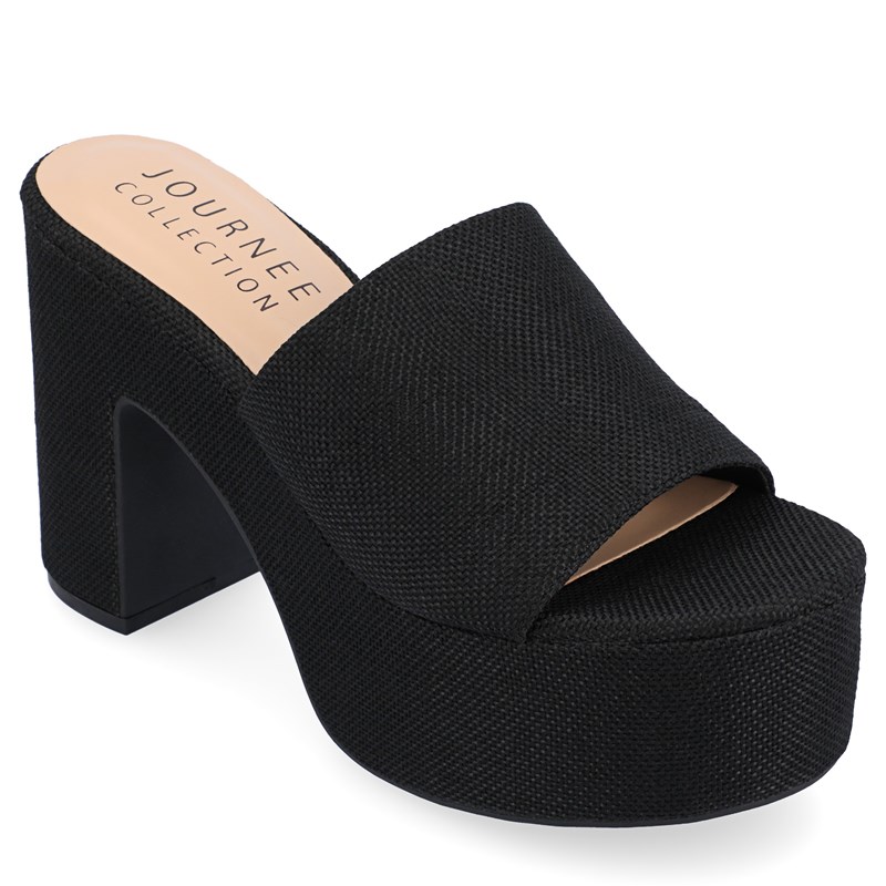 Journee Collection Women's Enyya Platform Slide Sandals (Black) - Size 8.5 M