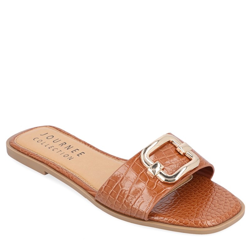 Journee Collection Women's Joarie Slide Sandals (Tan) - Size 8.0 M