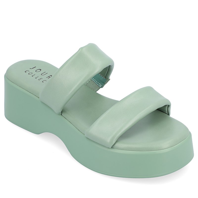 Journee Collection Women's Veradie Platform Slide Sandals (Sage) - Size 8.5 M