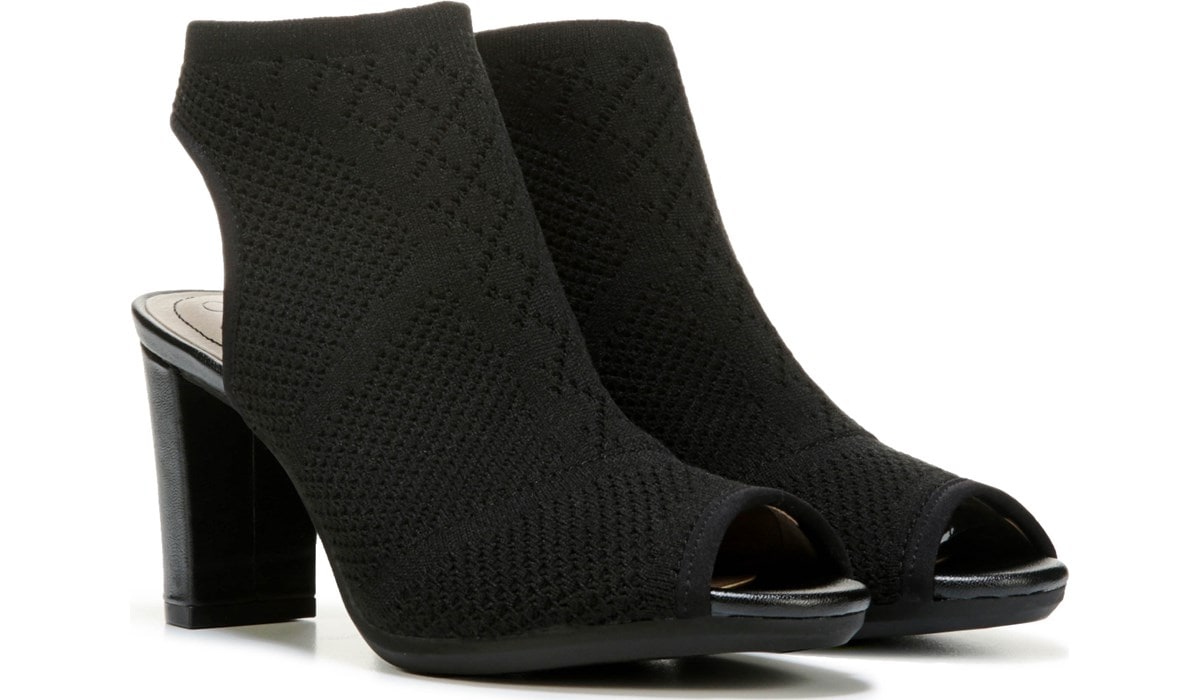 LifeStride Women's Alita Peep Toe Bootie Black, Boots, Famous Footwear