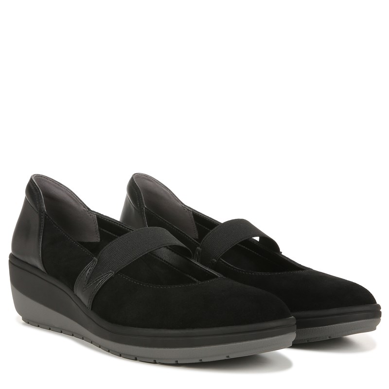 Vionic Women's Judie Mary Jane Wedge Sandals (Black Suede) - Size 5.0 M