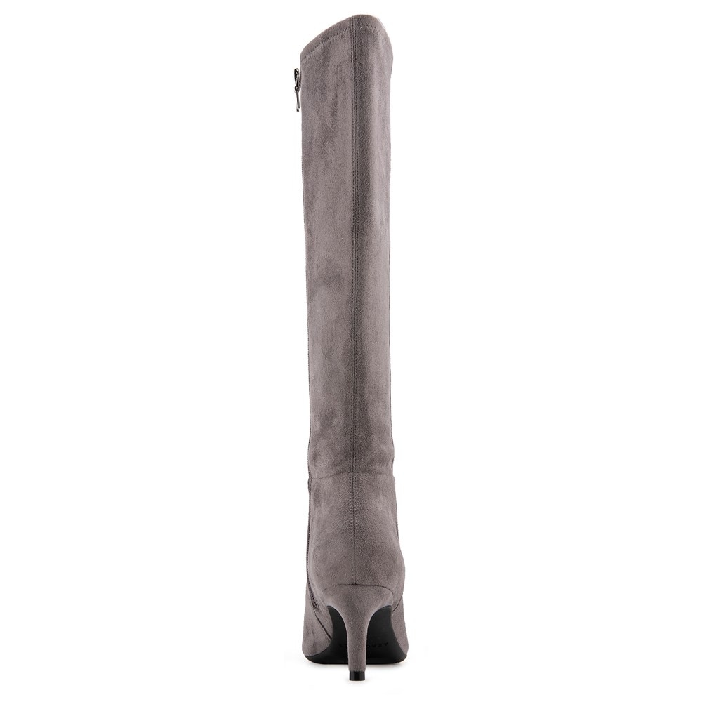 Womens grey suede fashion knee high boots