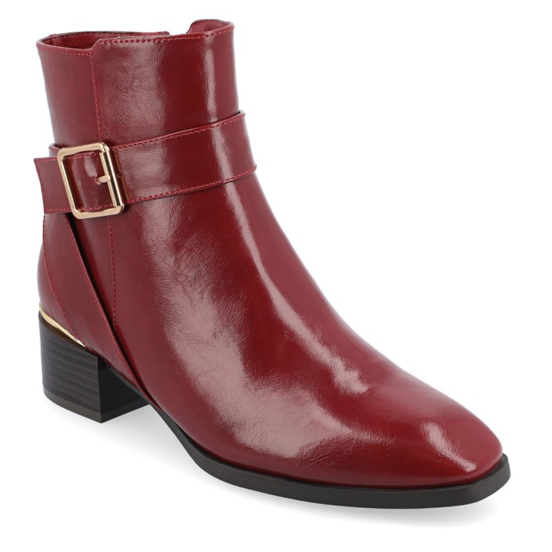 Journee Collection Women's Elley Block Heel Ankle Boots (Red Synthetic) - Size 9.5 M