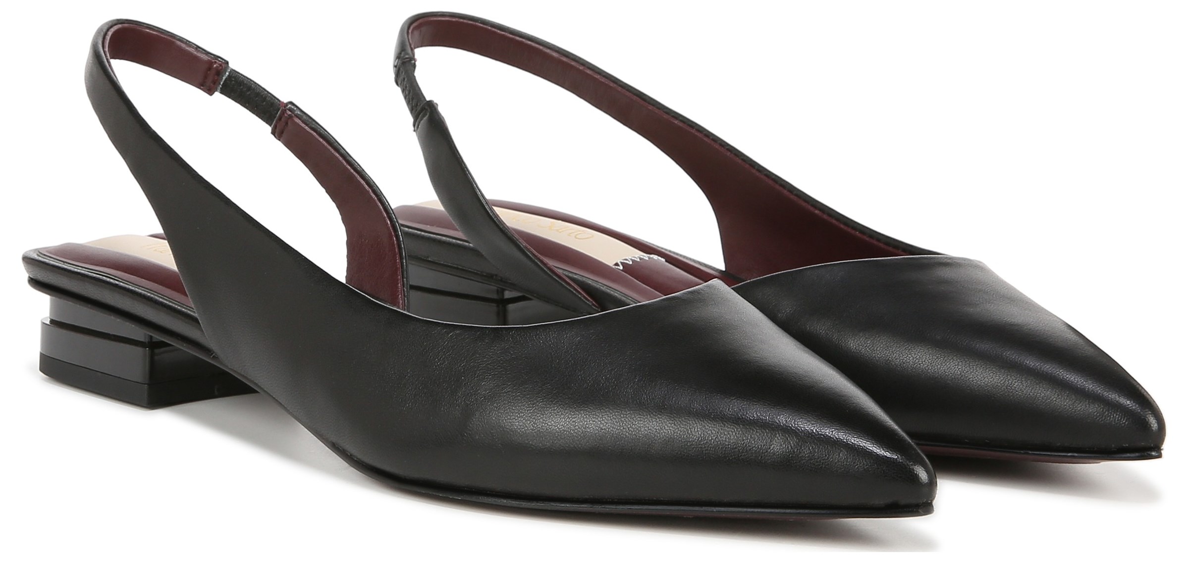 BLACK SLINGBACKS ▻ Women low heel shoes straps detail
