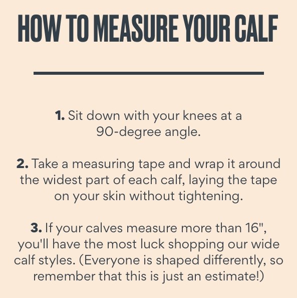 Wide calf clearance measurements