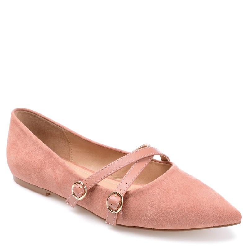 Journee Collection Women's Patricia Wide Pointed Toe Flat Shoes (Pink) - Size 7.5 W