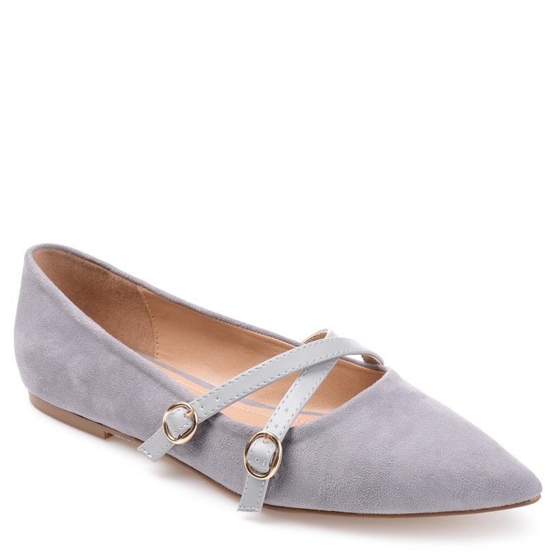 Journee Collection Women's Patricia Wide Pointed Toe Flat Shoes (Grey) - Size 8.0 W