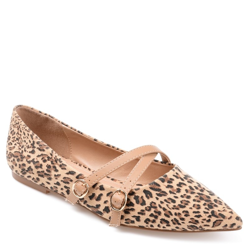 Journee Collection Women's Patricia Wide Pointed Toe Flat Shoes (Leopard) - Size 8.5 W
