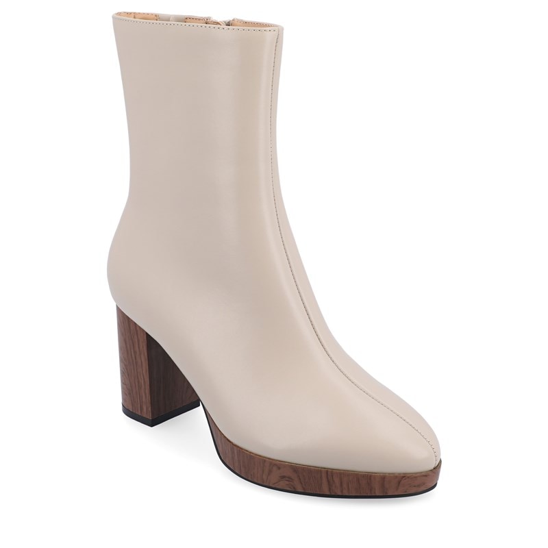 Journee Collection Women's Romer Block Heel Boots (Taupe Synthetic) - Size 12.0 M