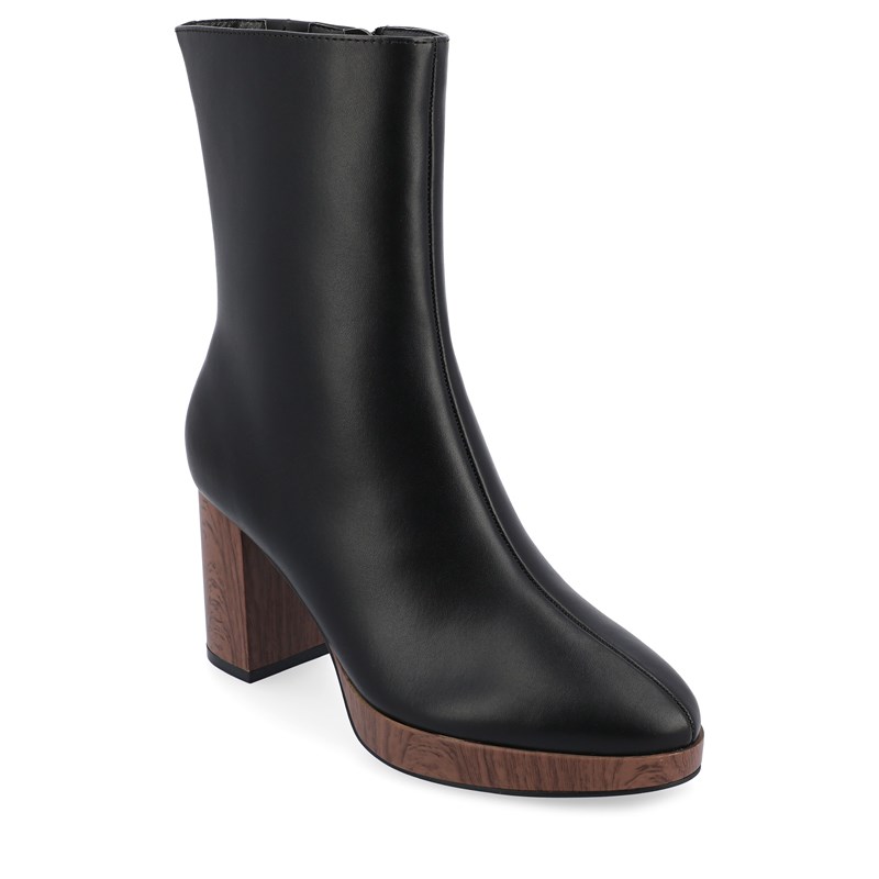 Journee Collection Women's Romer Wide Block Heel Boots (Black Synthetic) - Size 8.5 W