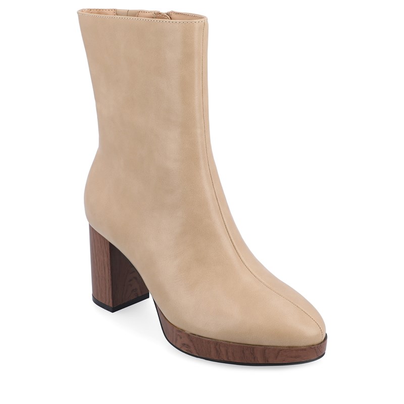 Journee Collection Women's Romer Wide Block Heel Boots (Tan Synthetic) - Size 8.5 W
