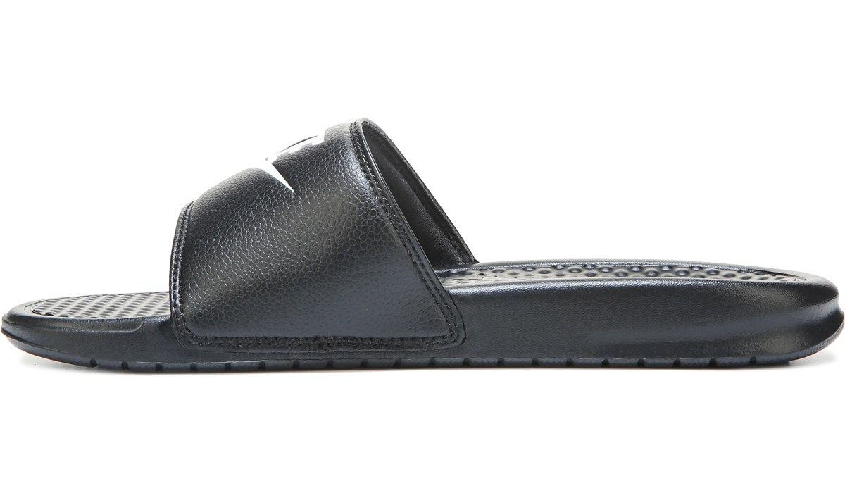 nike benassi black and white slides