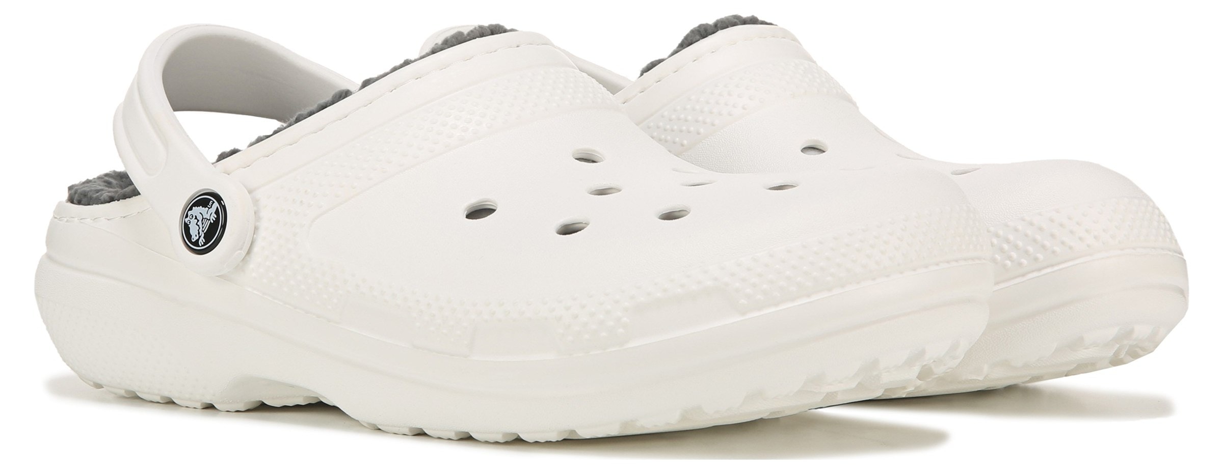 White crocs best sale with grey fuzz