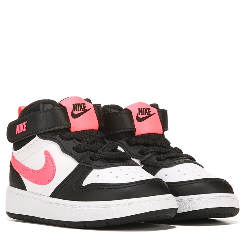 Nike Kids' Court Borough 2 High Top Sneaker Baby/Toddler Shoes (White/Black/Pink) - Size 9.0 M