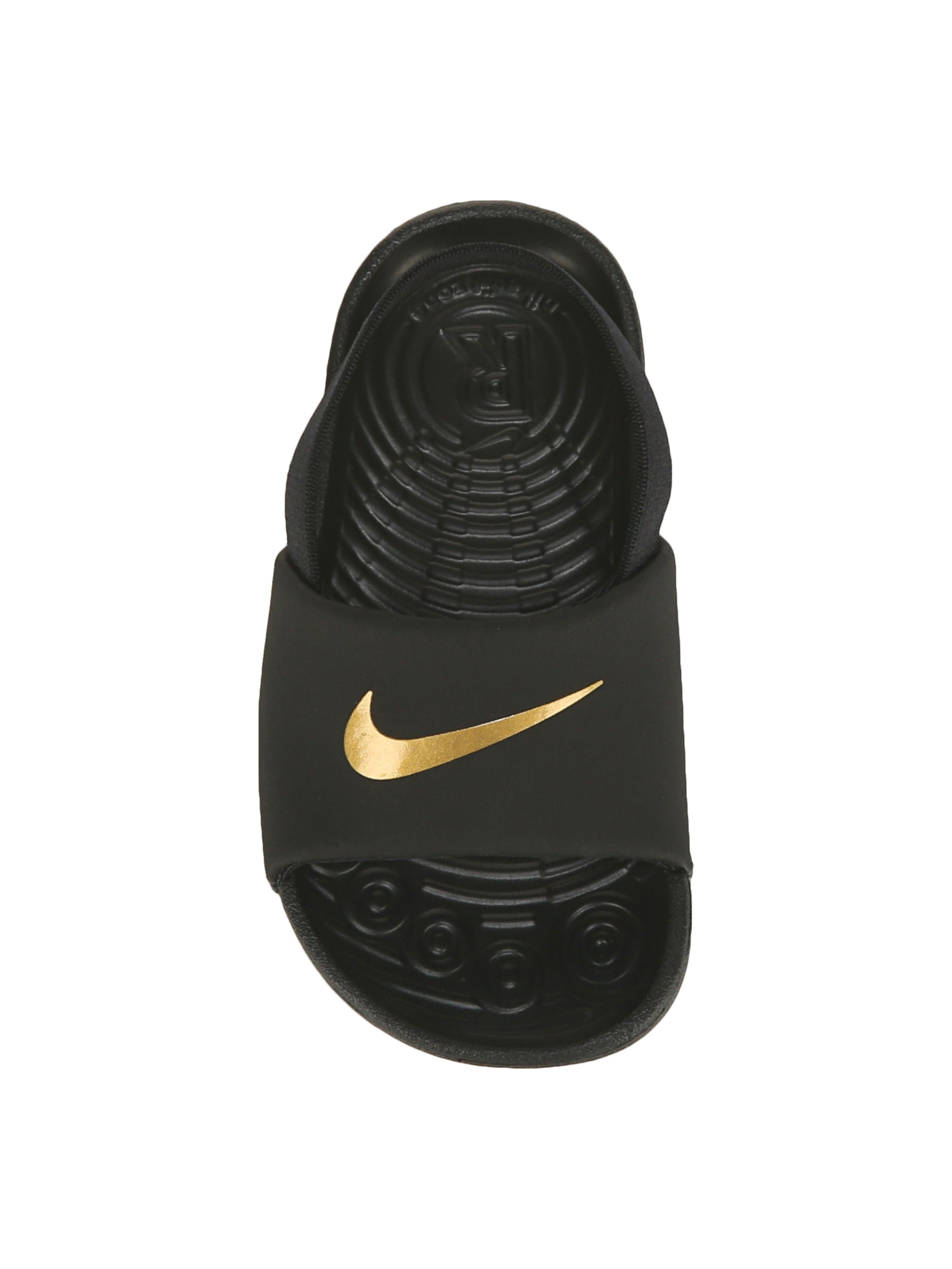 Nike kawa slide black gold on sale