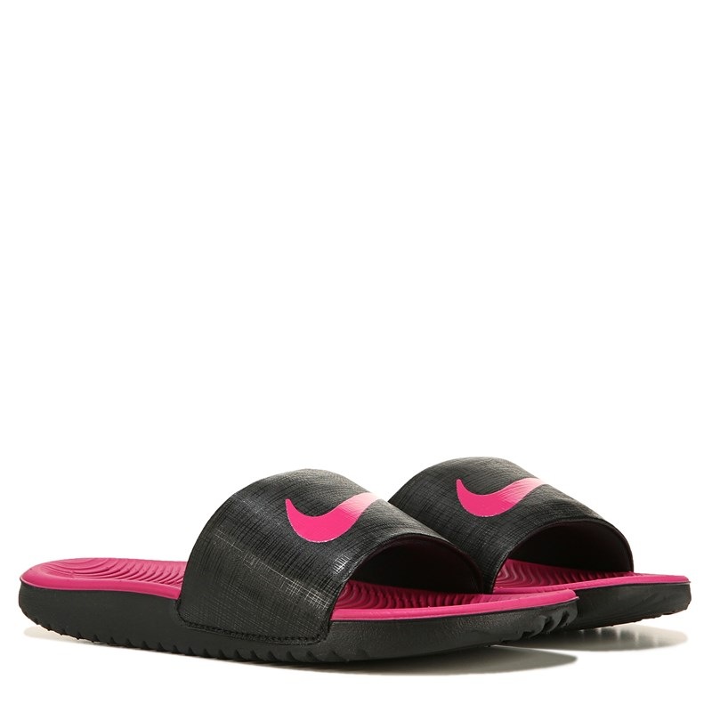 Nike Kids' Kawa Slide Sandal Little/Big Kid Sandals (Black/Vivid Pink) - Size 12.0 M