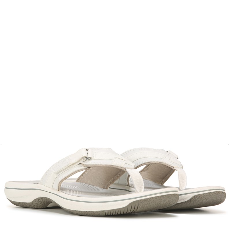 Clarks Women's Breeze Sea Cloudsteppers Flip Flop Sandals (White) - Size 10.0 M
