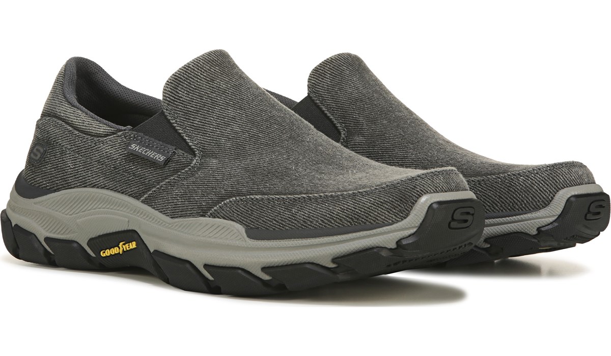 Skechers Men's Fallston Slip On Grey, Loafers and Oxfords, Famous Footwear
